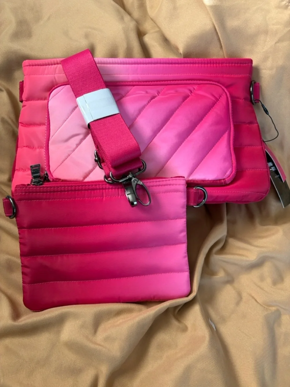THINK ROYLN Quilted Hot Pink Tablet Sleeve Set with Detachable Strap
